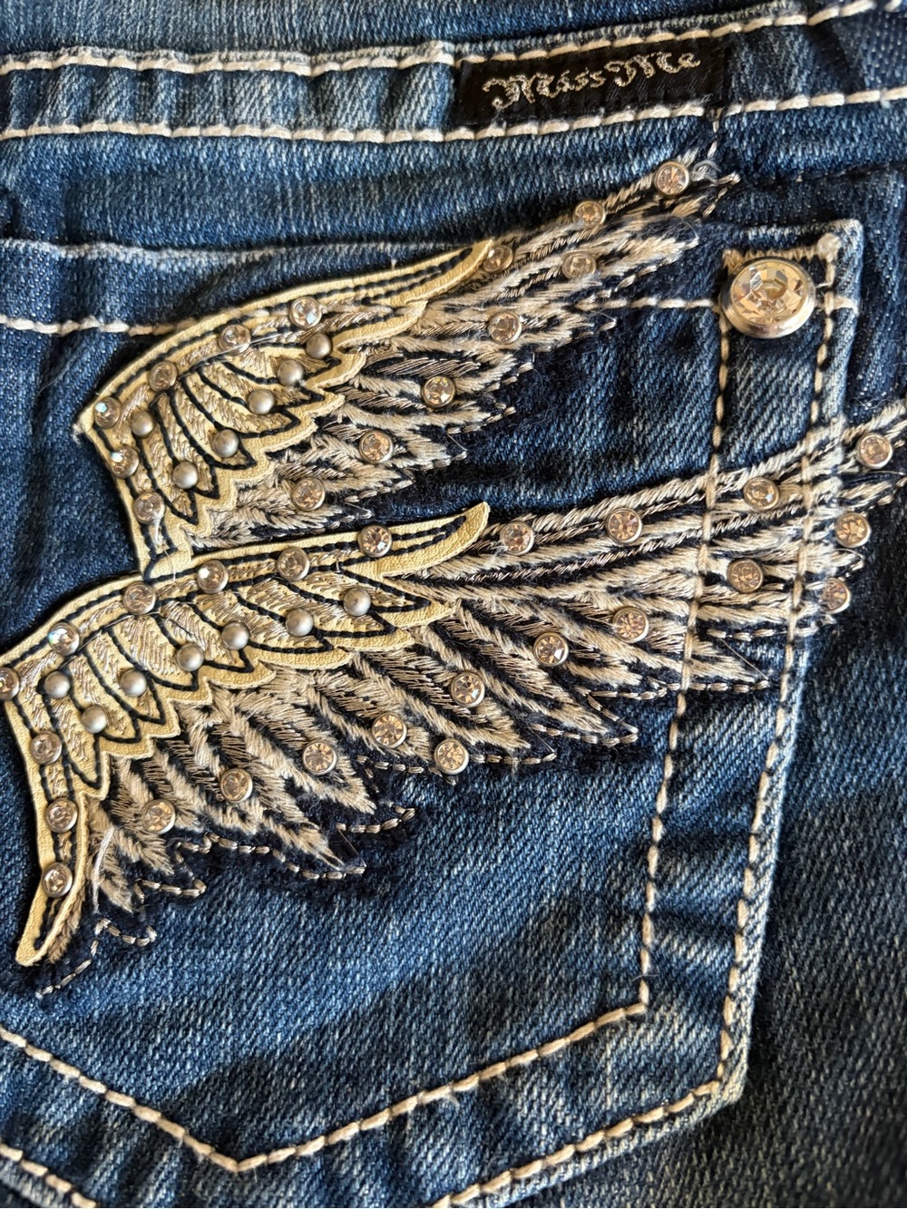 Miss Me Blue Faded Denim Shortie Shorts - Picture 7 of 10